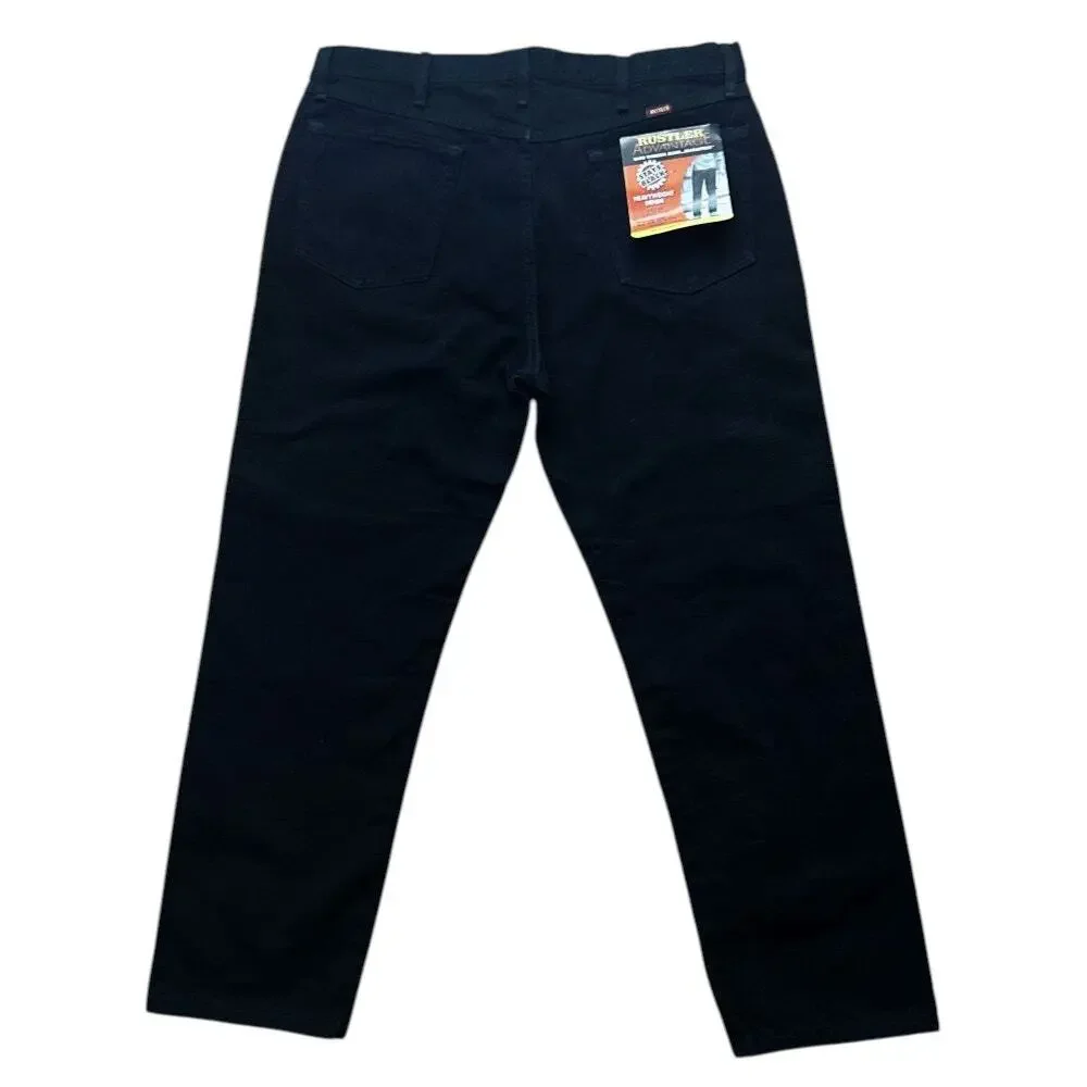 NWT Rustler by Wrangler Heavyweight Regular Fit Straight Leg Black Jeans 38X30